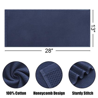 Imagem de Toalhas de cozinha Kitinjoy Waffle Weave 100% algodão, pacote com 4 unidades, azul marinho
