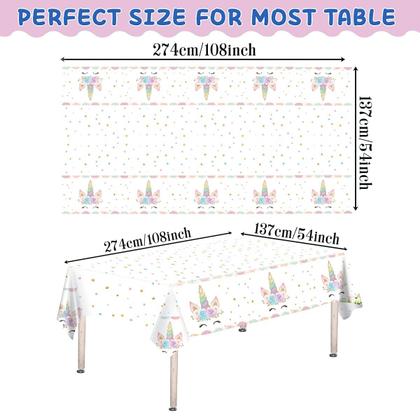 Imagem de Toalhas de Mesa DaiUni Unicórnios - Decoração de Aniversário (54x108cm - 3 Unidades)