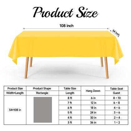 Imagem de Toalhas de mesa de plástico, pacote com 10, amarelas para mesas retangulares (137x274cm)