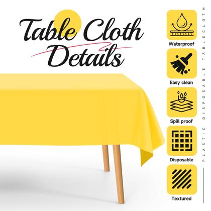 Imagem de Toalhas de mesa de plástico, pacote com 10, amarelas para mesas retangulares (137x274cm)