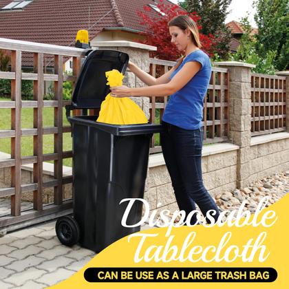 Imagem de Toalhas de mesa de plástico, pacote com 10, amarelas para mesas retangulares (137x274cm)