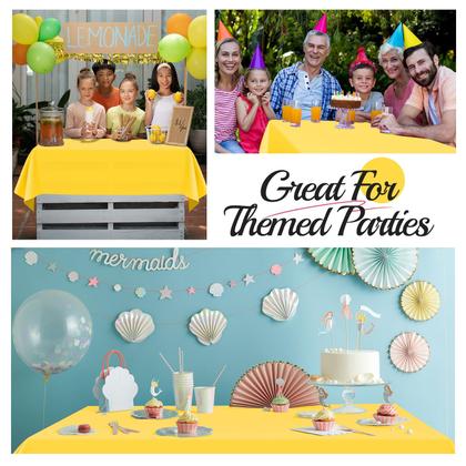 Imagem de Toalhas de mesa de plástico, pacote com 10, amarelas para mesas retangulares (137x274cm)