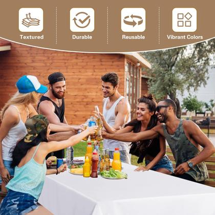 Imagem de Toalhas de mesa sancua brancas retangulares 137x274cm, pacote com 8