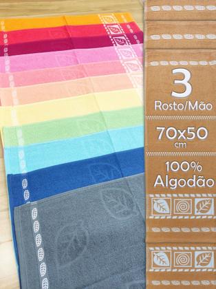 Imagem de Toalhas De Rosto e Mãos Bordado em Folha Várias Cores 3 Unidades