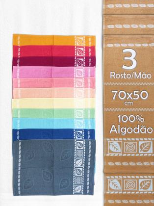 Imagem de Toalhas De Rosto e Mãos Bordado em Folha Várias Cores 3 Unidades