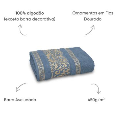 Imagem de Toalhas La Vie 100% Algodão  Jogo 2 Peças (Banho e Rosto) com Barra Aveludada e Fios Dourados
