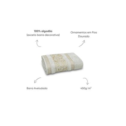 Imagem de Toalhas La Vie 100% Algodão  Jogo 2 Peças (Banho e Rosto) com Barra Aveludada e Fios Dourados