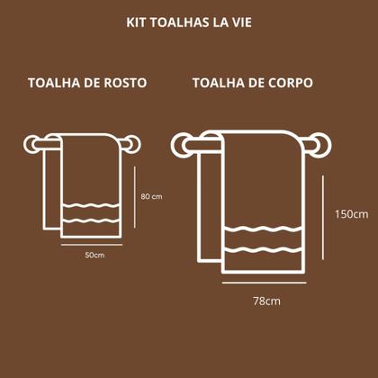 Imagem de Toalhas La Vie 100% Algodão  Jogo 2 Peças (Banho e Rosto) com Barra Aveludada e Fios Dourados