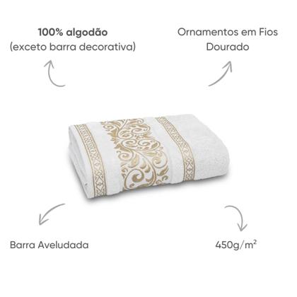 Imagem de Toalhas La Vie 100% Algodão  Jogo 2 Peças (Banho e Rosto) com Barra Aveludada e Fios Dourados