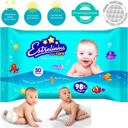 Imagem de Toalhas umedecidas estrelinhas wipes care 50un
