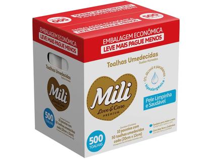 Imagem de Toalhas Umedecidas Mili Love E Care 500 Unidades - Mili