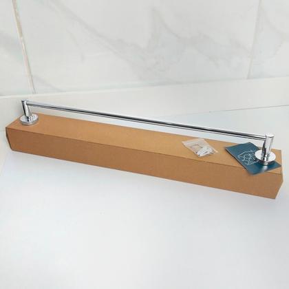 Imagem de Toalheiro 60 Cm Cromado Metal Inox Porta Toalha De Banho Parede Banheiro Suporte Acessório Lavabo
