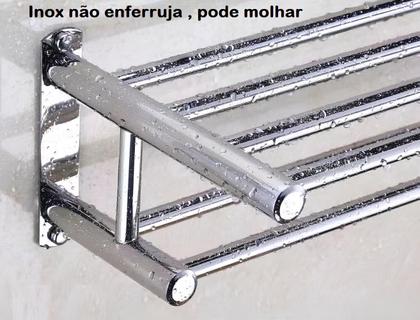 Imagem de Toalheiro de Parede Suporte Porta Toalha Duplo de Aluminio Para Banheiro