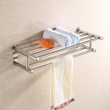 Imagem de Toalheiro de Parede Suporte Porta Toalha Duplo de Aluminio Para Banheiro