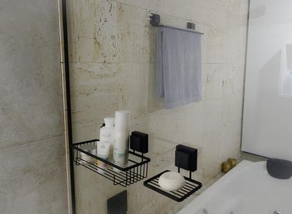 Imagem de Toalheiro duplo 45cm com ventosa - preto fosco