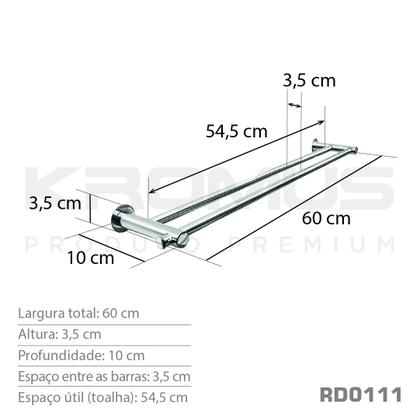 Imagem de Toalheiro Duplo 60 Cm Inox - Kromus RD0111
