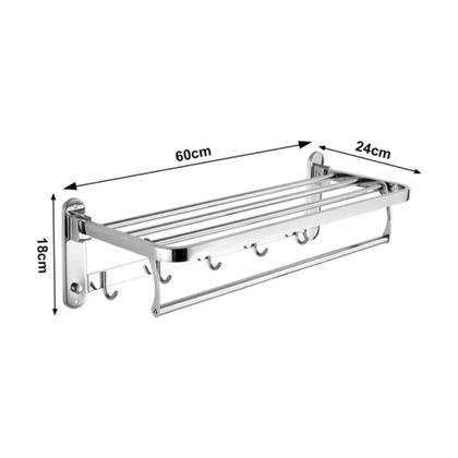 Imagem de Toalheiro Duplo Aço Inox Banheiro Moderno Porta Toalhas Articulado