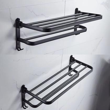 Imagem de Toalheiro Duplo Porta Toalha com Prateleira e Ganchos