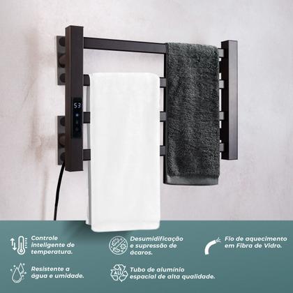 Imagem de Toalheiro Elétrico Térmico Aquecido 30x 45 Preto 220V