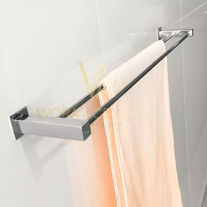 Imagem de Toalheiro Porta Toalha Duplo 50cm Inox 304 Ref. QRED4011