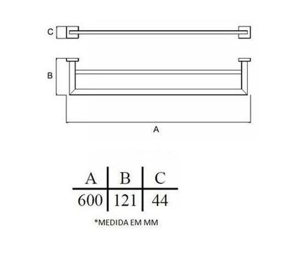 Imagem de Toalheiro Porta Toalha Duplo 60cm Inox Preto