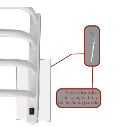 Imagem de Toalheiro Termico Pequeno Branco 110V Fio Oculto Esquerdo