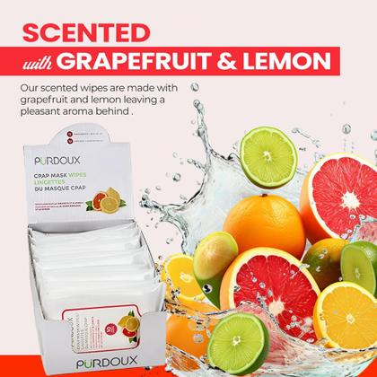 Imagem de Toalhetes de máscara CPAP Purdoux 100% algodão, caixa de viagem perfumada
