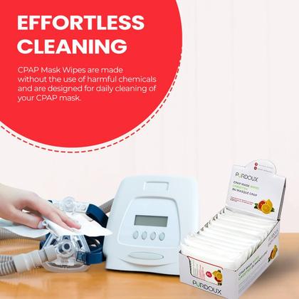 Imagem de Toalhetes de máscara CPAP Purdoux 100% algodão, caixa de viagem perfumada