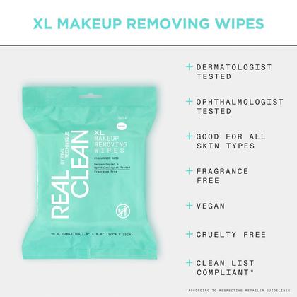 Toalhetes de remoção de maquiagem Real Techniques Real Clean XL 25 Imagem de Toalhetes de remoção de maquiagem Real Techniques Real Clean XL 25