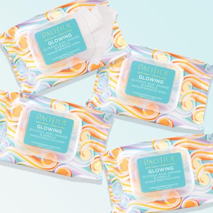 Toalhetes removedores de maquiagem Pacifica Beauty Glowing com ácido glicólico Imagem de Toalhetes removedores de maquiagem Pacifica Beauty Glowing com ácido glicólico