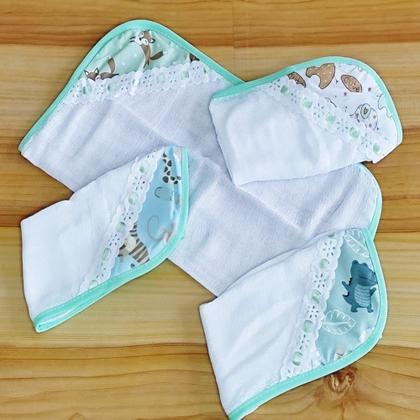 Imagem de Toalhinhas de Boca Bebê Kit Higienização com 11 Unidades 100% Algodão Dupla Camada