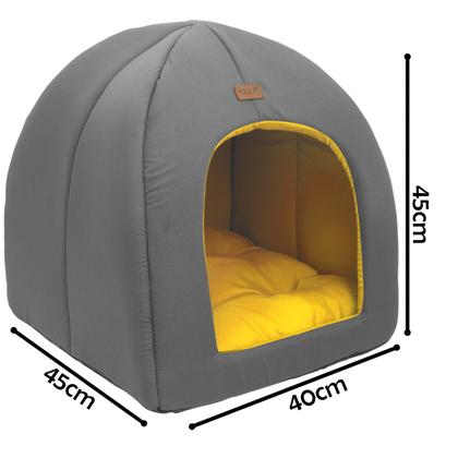 Imagem de Toca 2x1 Amarelo Avuk Pet Cachorro Casinha Cama Casa Cabana