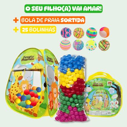 Imagem de Toca Barraca Infantil + 25 Bolinhas + Bola Brinquedo Praia