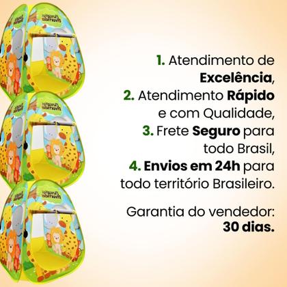 Imagem de Toca Barraca Infantil Dinossauros Dobravel + 25 Bolinhas Coloridas Piscina + Brinquedos Dinossauros