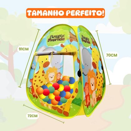 Imagem de Toca Barraca Infantil Dinossauros Dobravel + 25 Bolinhas Coloridas Piscina + Brinquedos Dinossauros