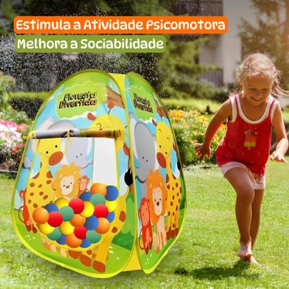 Imagem de Toca Barraca Infantil Dinossauros Dobravel + 25 Bolinhas Coloridas Piscina + Brinquedos Dinossauros
