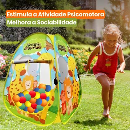 Imagem de Toca Barraca Infantil Floresta Divertida Dobravel Com 50 Bolinhas Coloridas