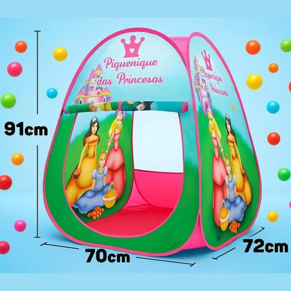 Imagem de Toca Barraca Infantil Piquenique das Princesas Rosa com 25 Bolinhas