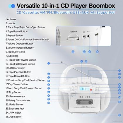Imagem de Toca CD e Fita DGXWLLW Bluetooth Rádio AM/FM