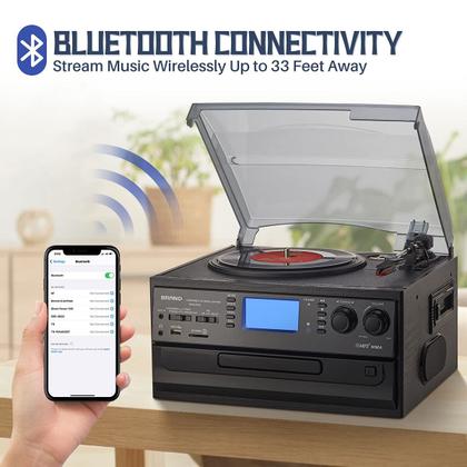Imagem de Toca-Discos Bluetooth ORCC 10 em 1 com Alto-Falante