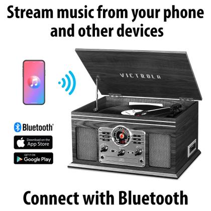 Imagem de Toca-Discos Bluetooth Victrola Nostalgic Natural - 6 Funções em 1