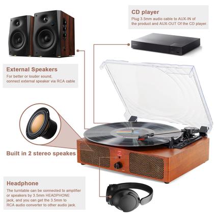 Imagem de Toca-discos Cotsoco Bluetooth Toca-discos para vinil com USB