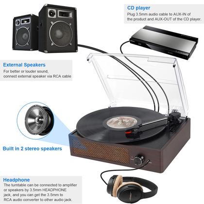 Imagem de Toca-discos de vinil Cotsoco com Bluetooth e alto-falante