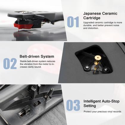 Imagem de Toca-discos de vinil LP&No.1, 3 velocidades, USB, preto