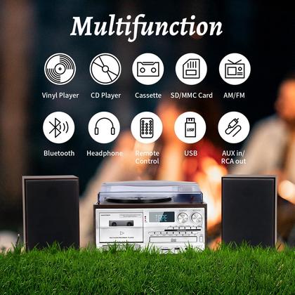 Toca-discos MUSITREND T408 10 em 1 com alto-falantes externos