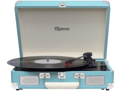 Imagem de Toca Discos Vitrola Raveo Sonetto - Bluetooth, MP3, USB Reproduz e Grava, Aux. 10W RMS Light Blue