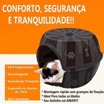 Imagem de Toca Gato Paris Casinha Grande Pet Cama Resistente Preto