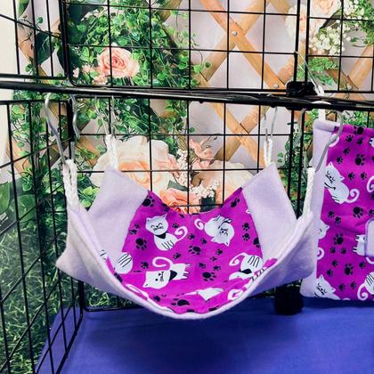 Imagem de Toca, Porta Feno E Rede Para Porquinho Da Índia - Kit C/ 5 P Enxoval Com Manta Soft, Rede, Toca, Almofada P/ Porquinho