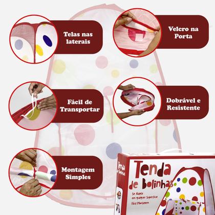 Imagem de Toca Tenda de Bolinhas Dobrável Portátil Pop Up Colorida
