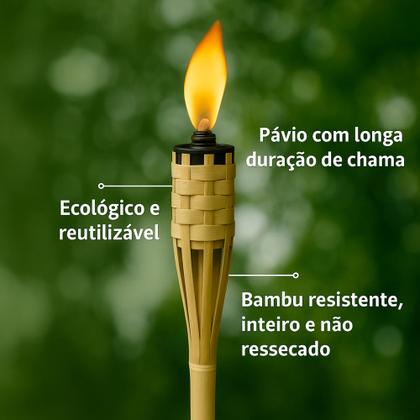 Imagem de Tocha de Bambu 100cm Decoração Jardim Festa Iluminação